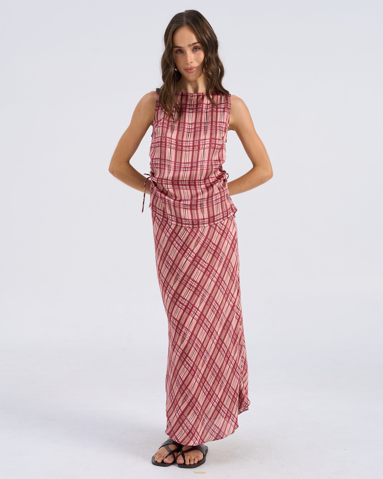 VMILSE SLEEVELESS CHECK TOP